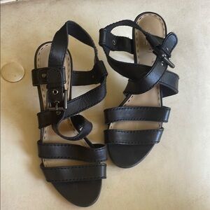 Coach Black Leather Sandals with Geometric Straps